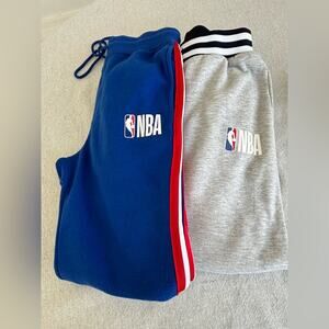 NBA Bundle of 2 Blue, and Gray Sweatpants with NBA Graphics Size Youth Medium